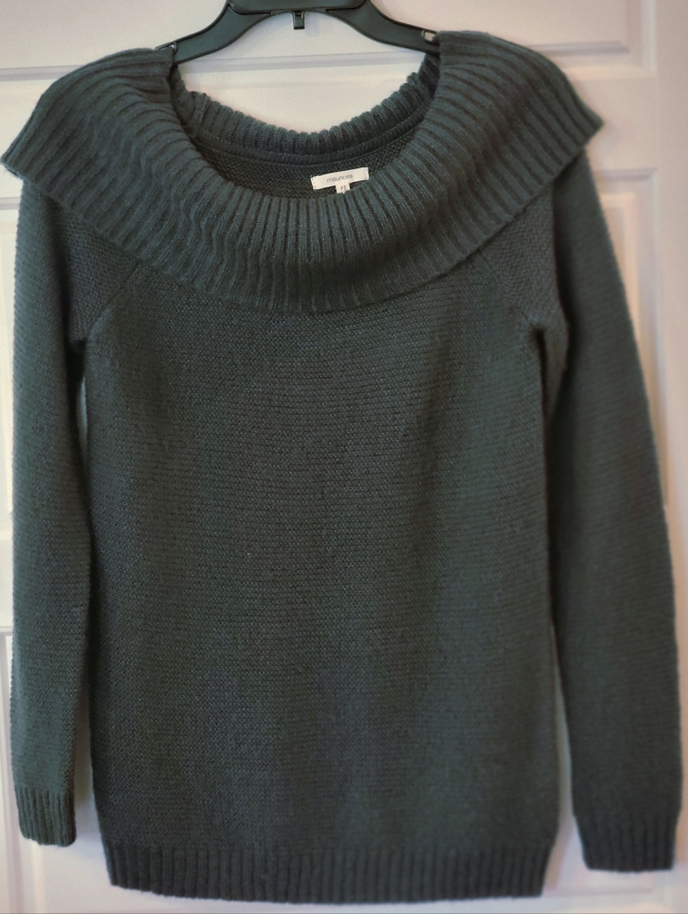 Maurices Off-Shoulder Dark Green Knit Sweater Size Extra Small Great Condition - Picture 7 of 14